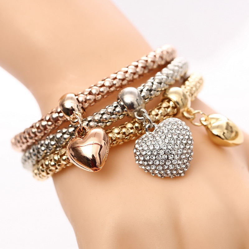 Crystal Owl Heart Charm Bracelets - Thejewellerystyle