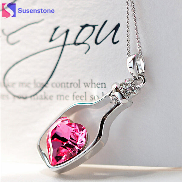 3-Colors Heart Crystal Pendant Necklace - Thejewellerystyle