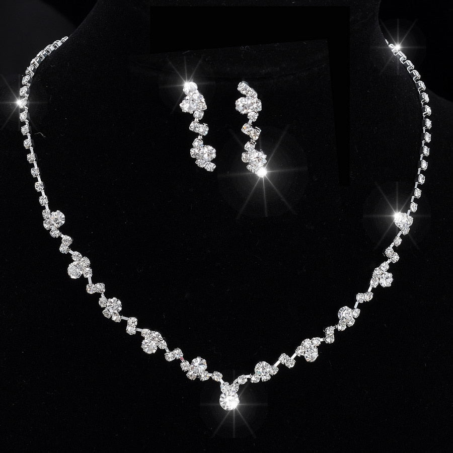 Silver Tone Crystal Tennis jewelry sets - Thejewellerystyle
