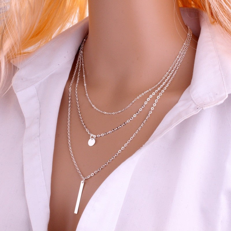 Fashion Gold Color 3 Layers Chain Necklace - Thejewellerystyle