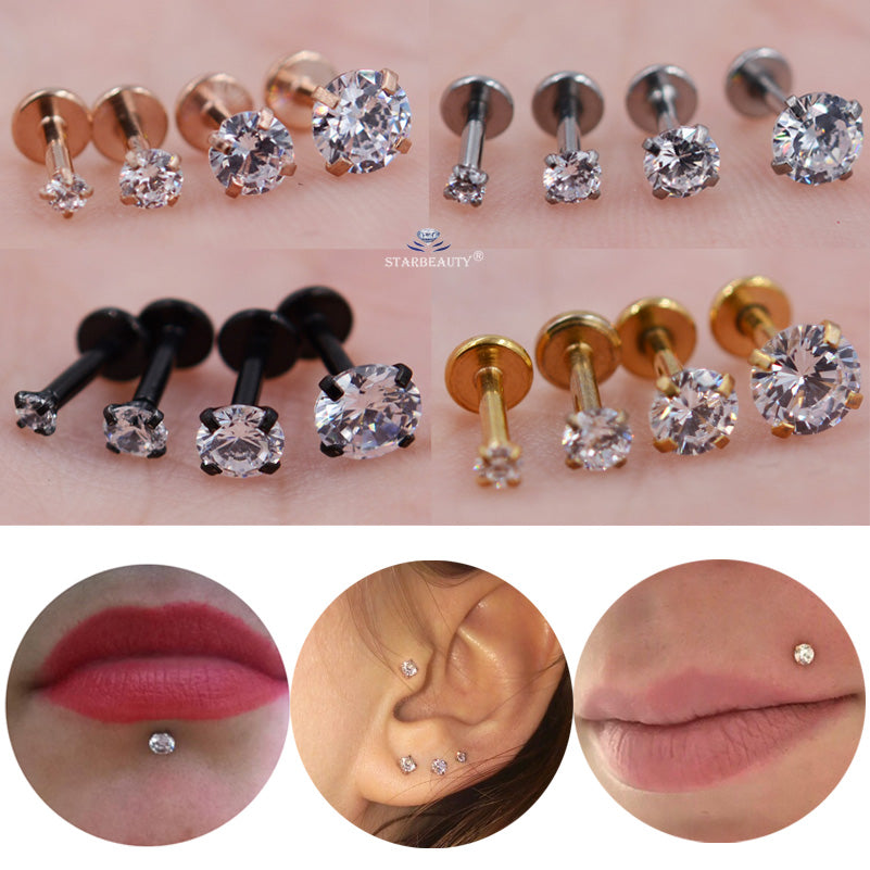 Stone Nose Piercing Labret Ear Helix Lip - Thejewellerystyle