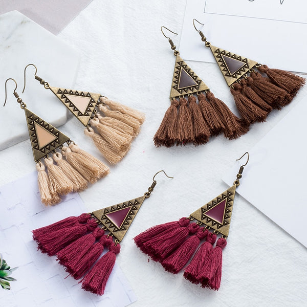 Colorful tassel Statement earrings - Thejewellerystyle