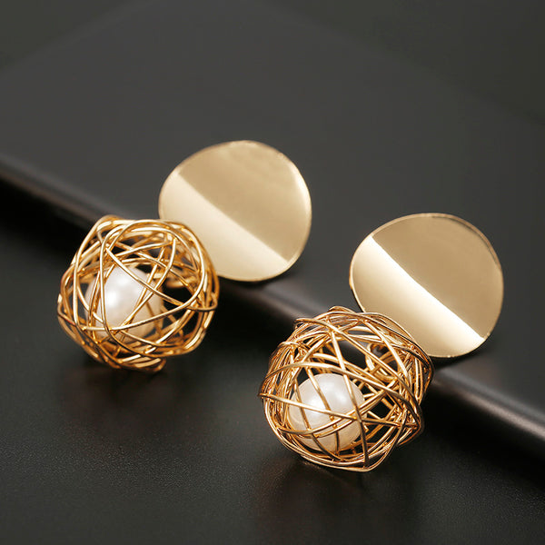 Earrings For Women Golden Color Round Ball - Thejewellerystyle